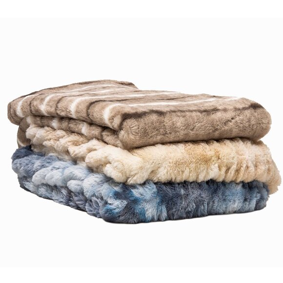 Luxe Home Decor Signature Faux Fur Throw | 1-Piece | Cony ice blue | 50"x60" - Picture 6 of 7